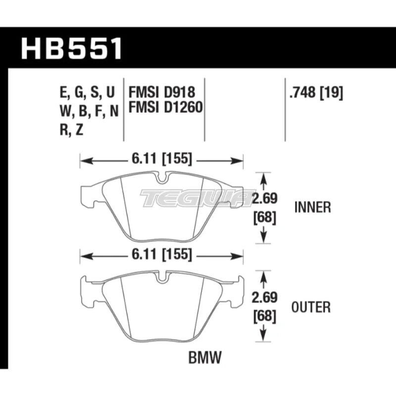 HAWK Performance Blue 9012 Motorsports Brake Pads Front - HB551E.748 - Image 2