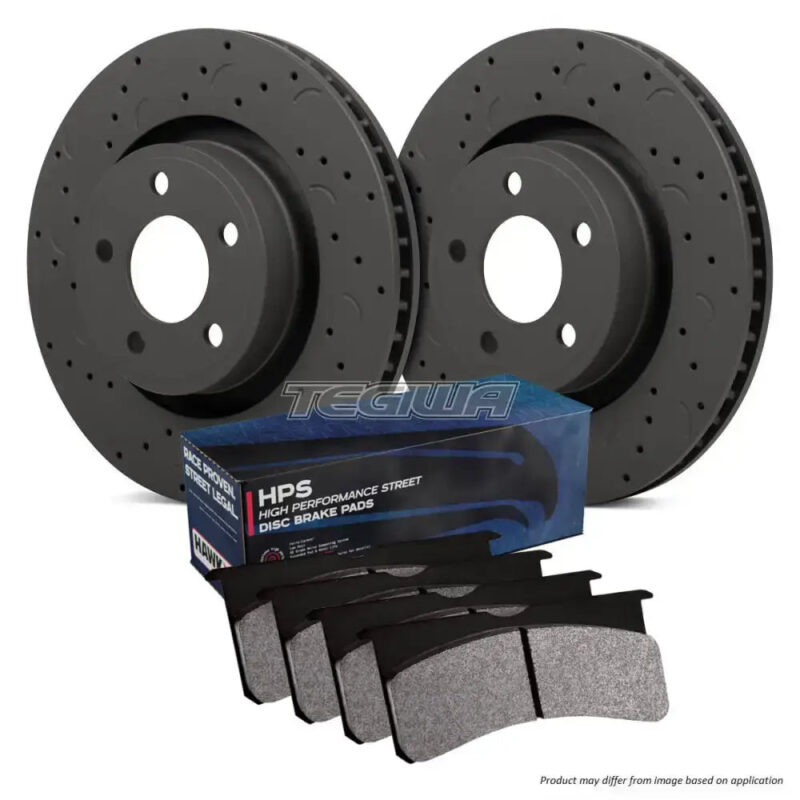 HAWK Performance Brake Kit - HPS Pads With Talon Slotted & Drilled Discs Rear Mini Cooper 1.6L 01-08 (ATE Caliper) (Disc Height 43.94mm)