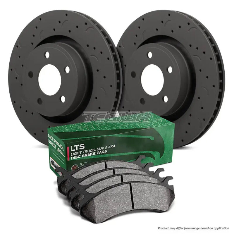 HAWK Performance Brake Kit - LTS Pads With Talon Slotted & Drilled Discs Front BMW E46 330 330D 2.9-3.0L 99-05