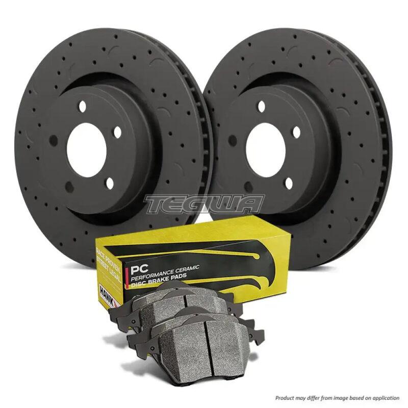 HAWK Performance Brake Kit - PC Pads With Talon Slotted & Drilled Discs Rear Mini Cooper 1.6L 01-08 (ATE Caliper) (Disc Height 43.94mm)