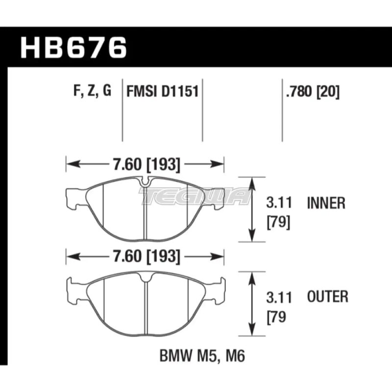 HAWK Performance HPS 5.0 High Performance Street Brake Pads Front - HB676B.780 - Image 2