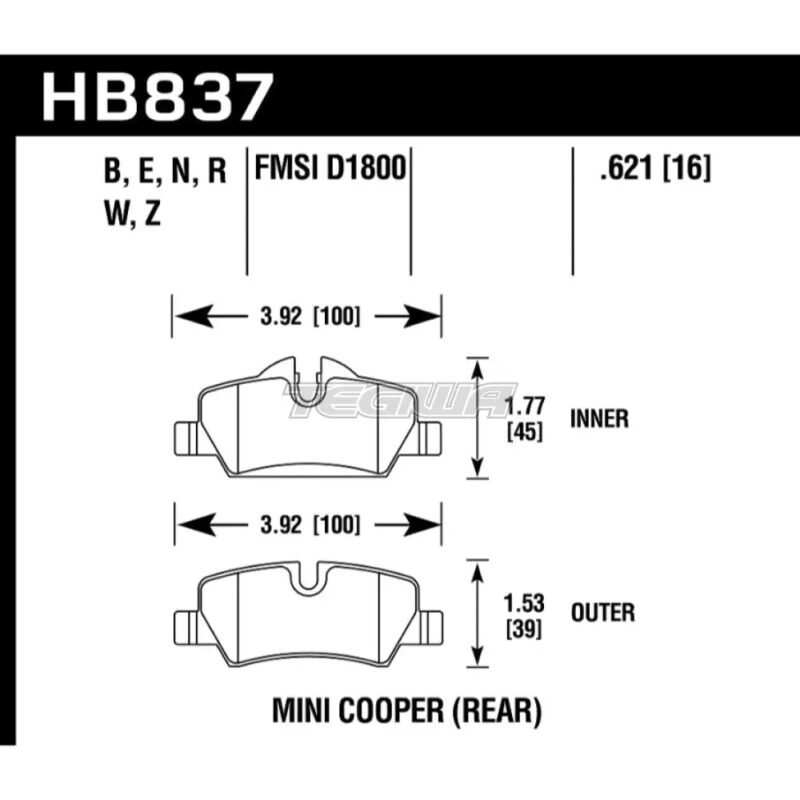 HAWK Performance HPS 5.0 High Performance Street Brake Pads Rear - HB837B.621 - Image 2
