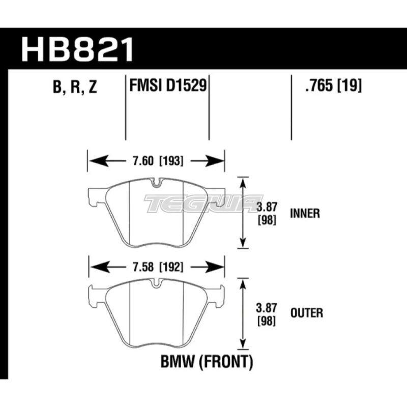 HAWK Performance PC Performance Ceramic Street Brake Pads Front - HB821Z.756 - Image 2