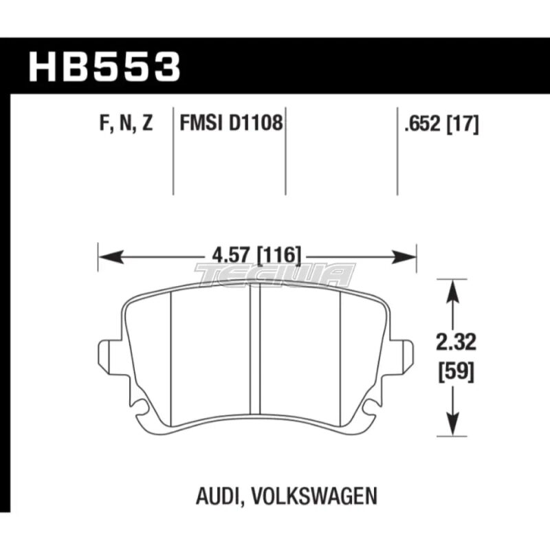 HAWK Performance PC Performance Ceramic Street Brake Pads Rear - HB553Z.652 - Image 2
