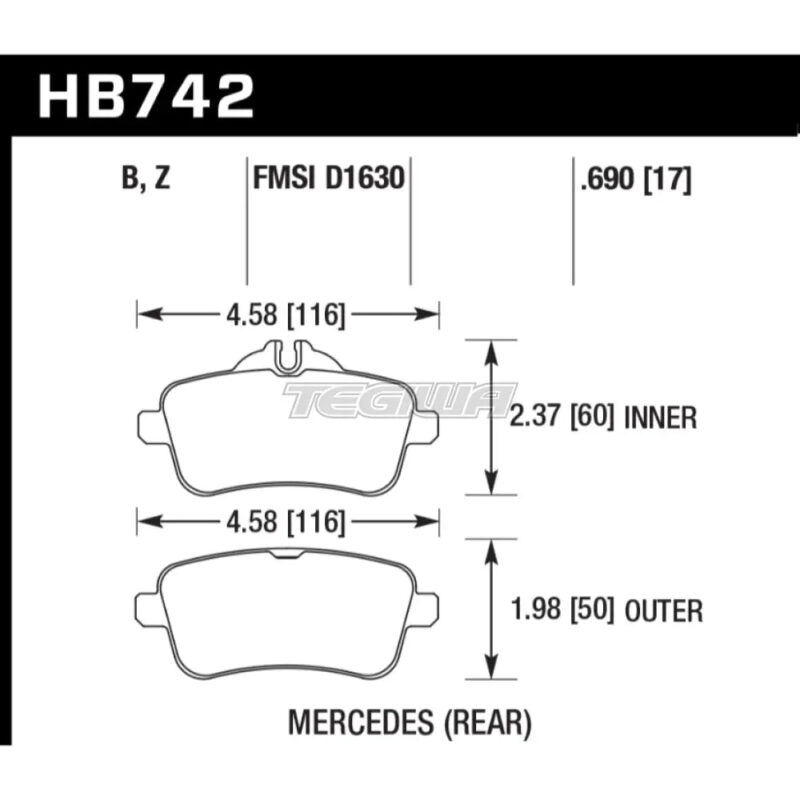HAWK Performance PC Performance Ceramic Street Brake Pads Rear - HB742Z.690 - Image 2