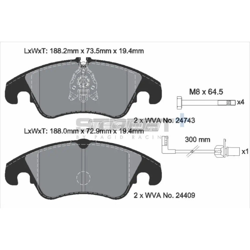 Pagid Street+ Brake Pads Audi S4 B8 Quattro 08-15 Front - Image 3
