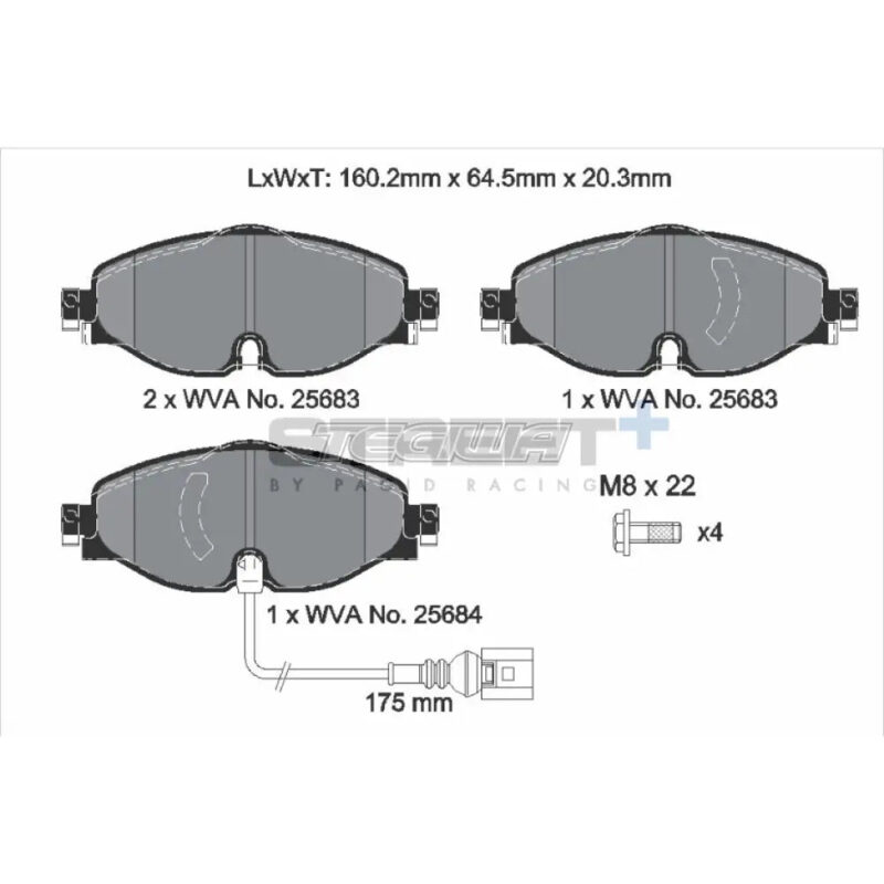 Pagid Street+ Brake Pads Volkswagen Golf MK8 GTI 20-21 Front - T8122SP2001 - Image 3
