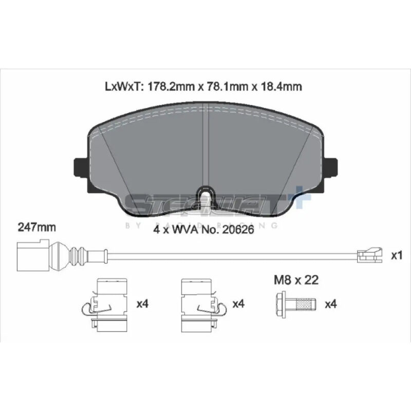 Pagid Street+ Brake Pads Volkswagen Golf MK8 GTI 20 Front - T8218SP2001 - Image 3