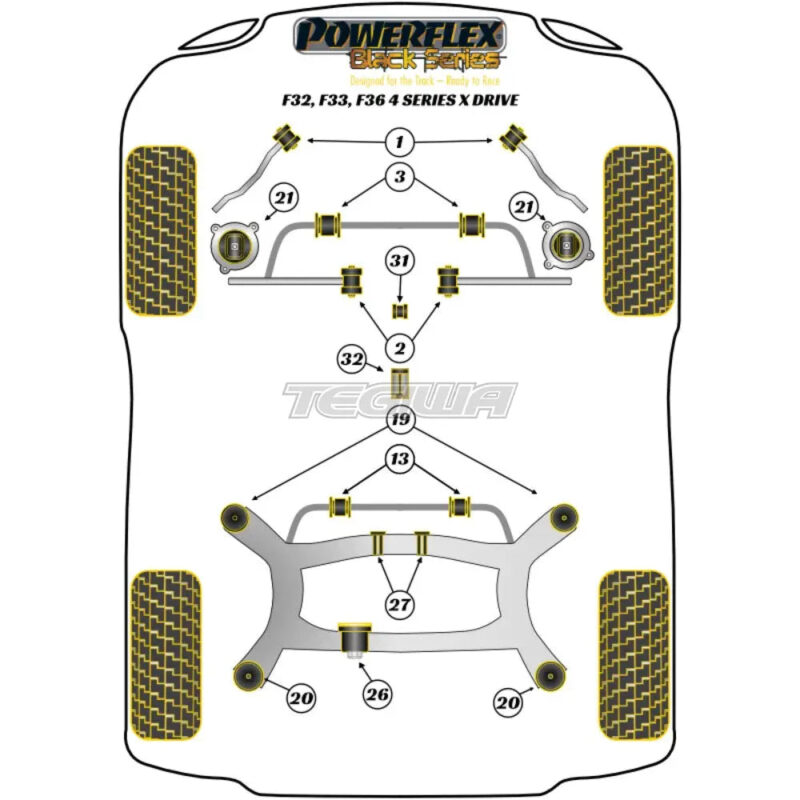 Powerflex Black Series Rear Diff Front Bush Insert BMW 4 Series F32 F33 F36 F82 F83 xDrive 13 13+ - Image 2