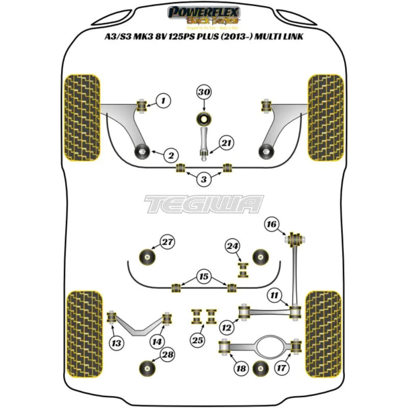 Powerflex Black Series Rear Diff Front Mounting Bush Audi A3 S3 RS3 8V MK3 125PS plus Multi Link 13-20 - Image 2