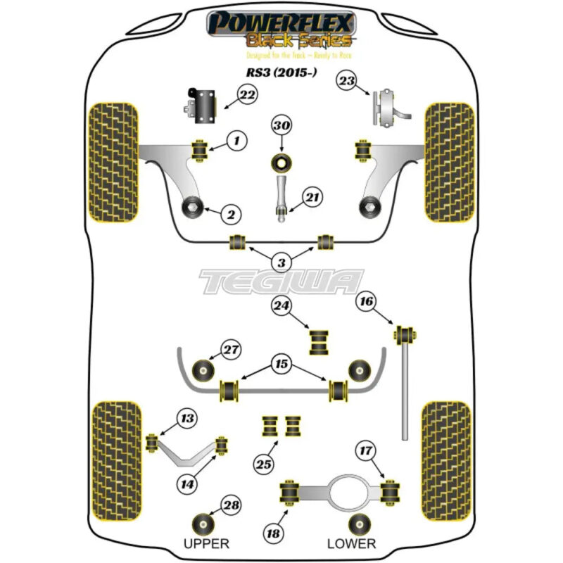 Powerflex Black Series Rear Diff Front Mounting Bush Audi A3 S3 RS3 8V MK3 13-20 - Image 2