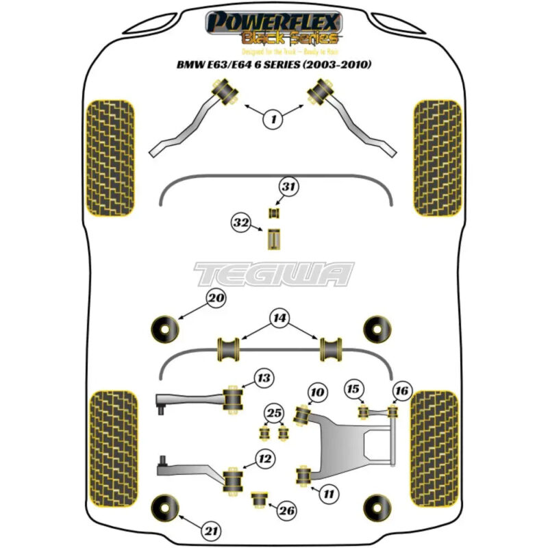Powerflex Black Series Rear Diff Front Mounting Bush BMW 6 Series E63 E64 03-10 - Image 2