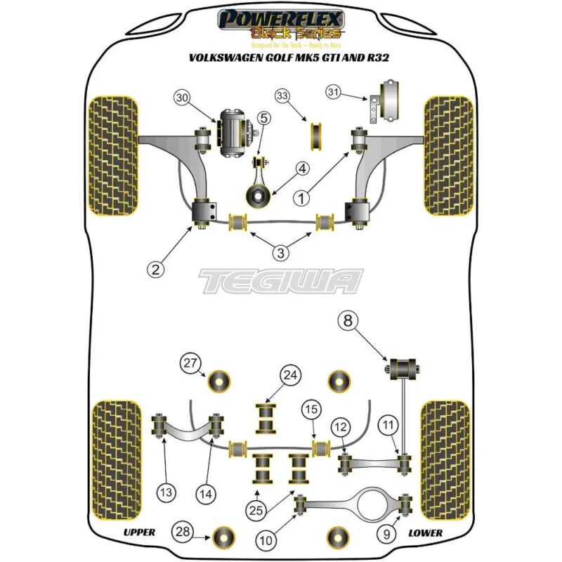 Powerflex Black Series Rear Diff Front Mounting Bush Volkswagen Golf MK5 GTI R32 03-09 - Image 2