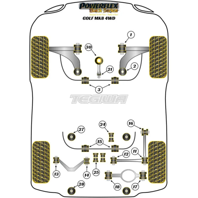 Powerflex Black Series Rear Diff Front Mounting Bush Volkswagen Golf MK8 R 4WD 20 20+ - Image 2