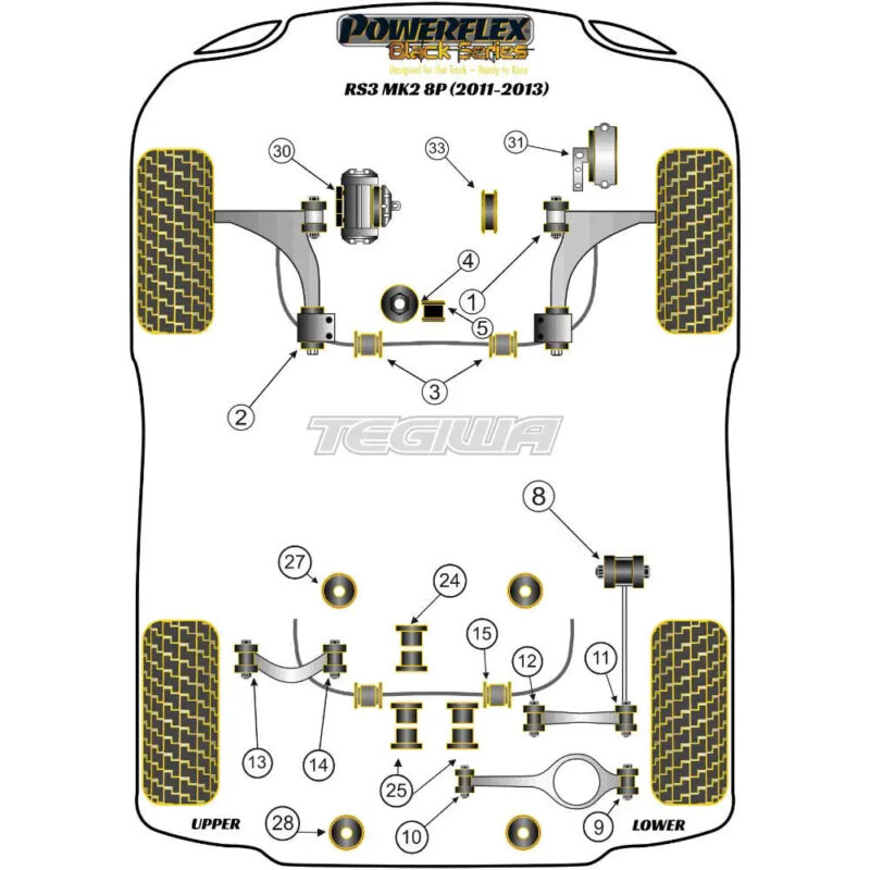 Powerflex Black Series Rear Diff Rear Mounting Bush Audi A3 S3 RS3 8P MK2 03-13 - Image 2