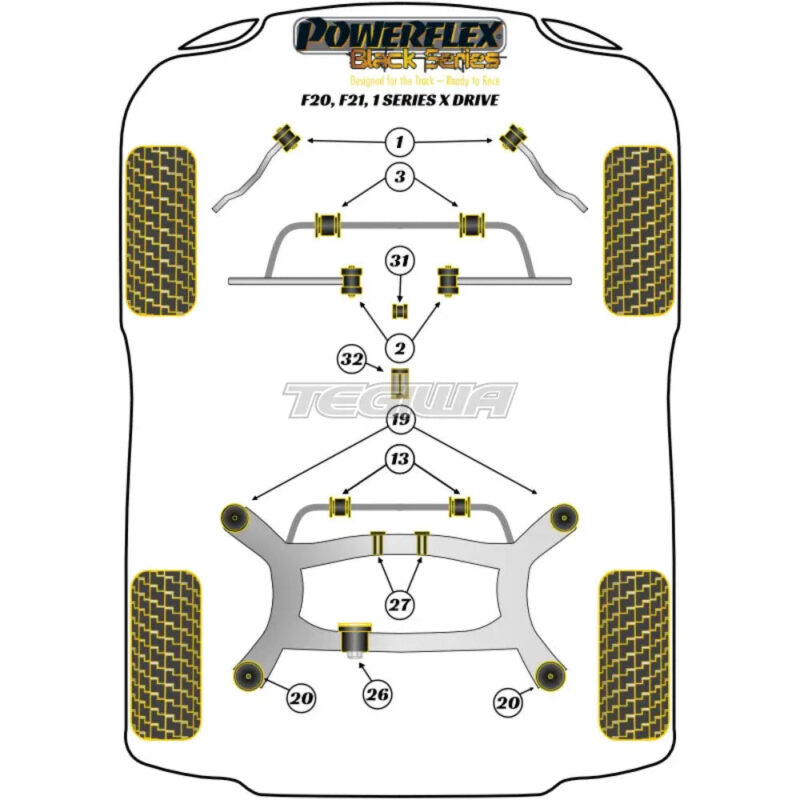 Powerflex Black Series Rear Diff Rear Mounting Bush BMW 1 Series F20 F21 xDrive 11-19 - Image 2