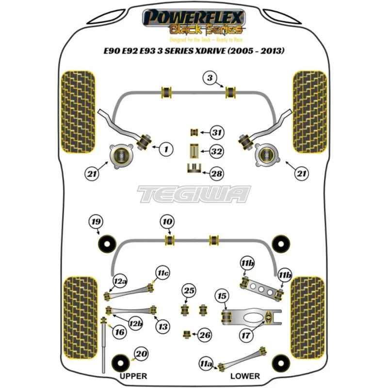 Powerflex Black Series Rear Diff Rear Mounting Bush BMW 3 Series E90 E91 E92 E93 E9X xDrive 05-13 - Image 2