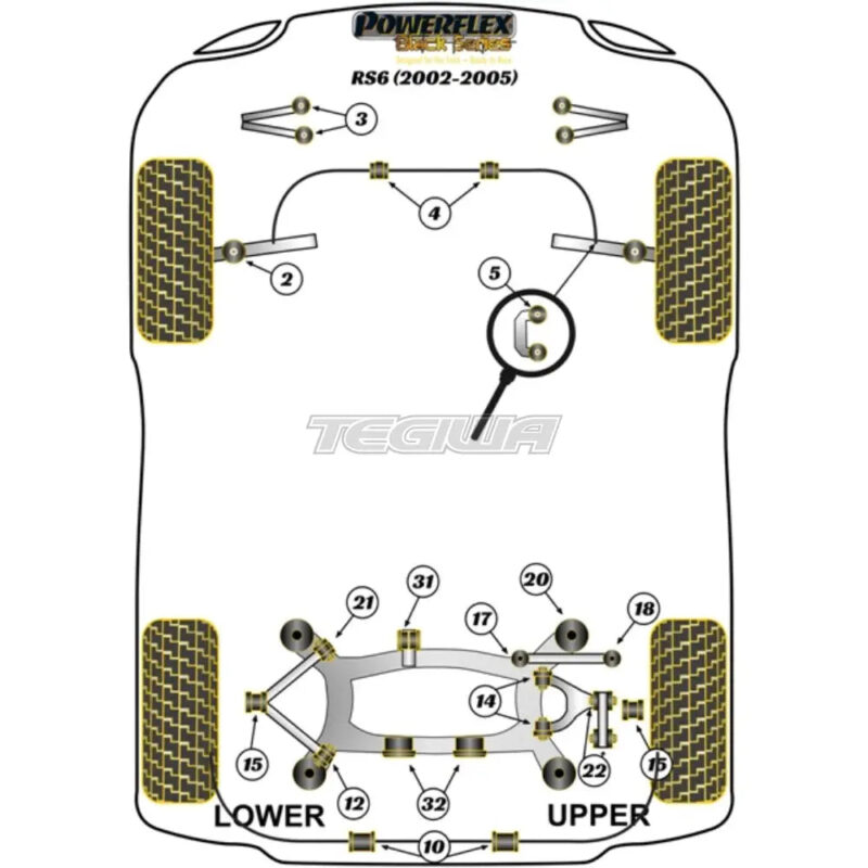 Powerflex Black Series Rear Lower Arm Front Bush Audi A6 S6 RS6 C5 97-05 - Image 2