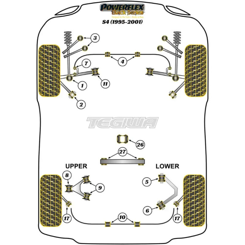 Powerflex Black Series Rear Lower Wheel Bearing Housing Bush Audi A4 S4 RS4 B5 95-01 - Image 2