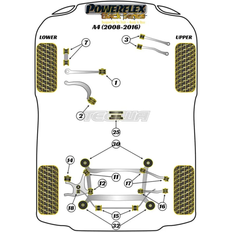 Powerflex Black Series Rear Subframe Rear Bush Insert Audi A4 S4 RS4 B8 08-16 - PFR3-733BLK - Image 2