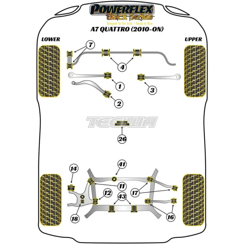 Powerflex Black Series Transmission Mount Insert Track Audi A7 S7 RS7 4G8 Quattro 10-18 - Image 2