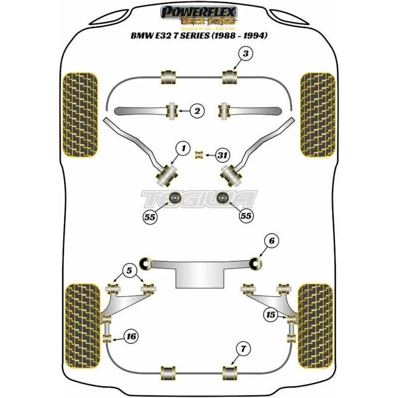 Powerflex Black Series Transmission Mounting Bush Motorsport BMW 7 Series E32 88-94 - Image 2