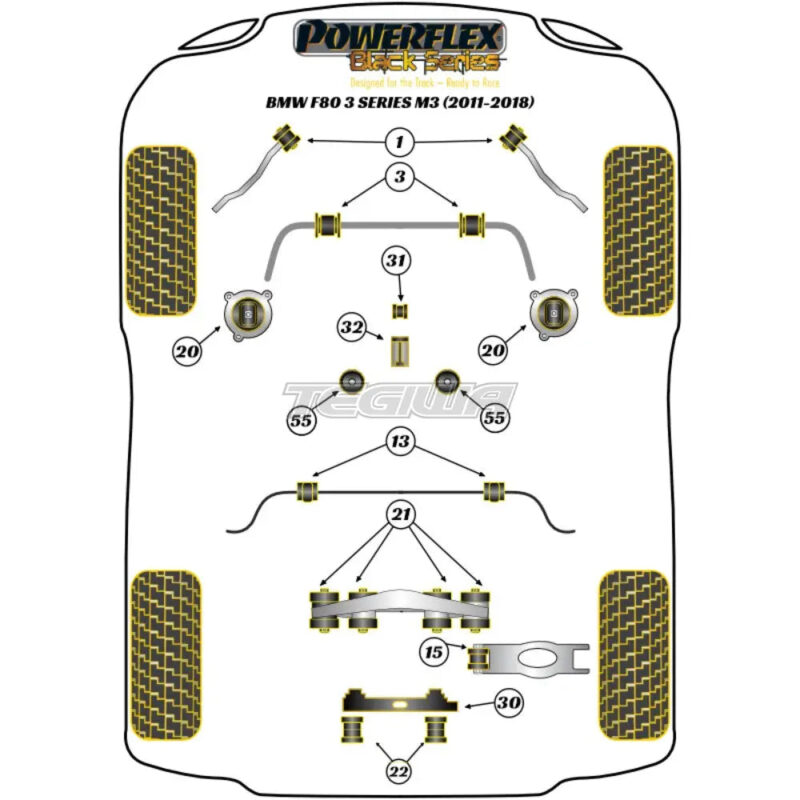 Powerflex Road & Black Series Dual-Mount Rear Differential Bracket BMW 3 Series F30 F31 F34 F80 M3 11-18 - Image 3