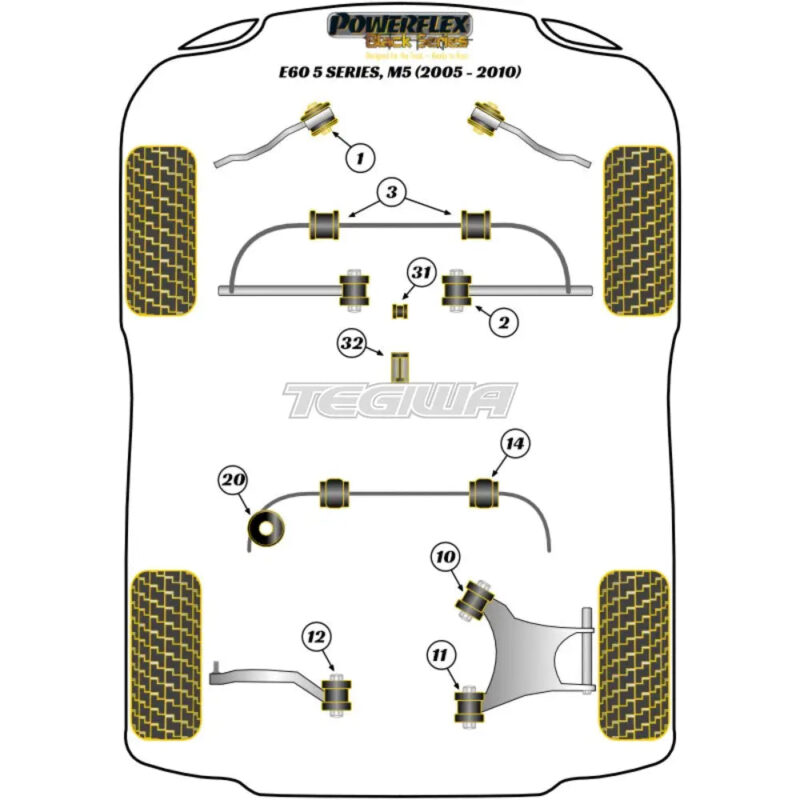 Powerflex Road & Black Series Front Roll Bar/Subframe Strengthening Support Plate BMW 5 Series E60 E61 M5 03-10 - Image 3