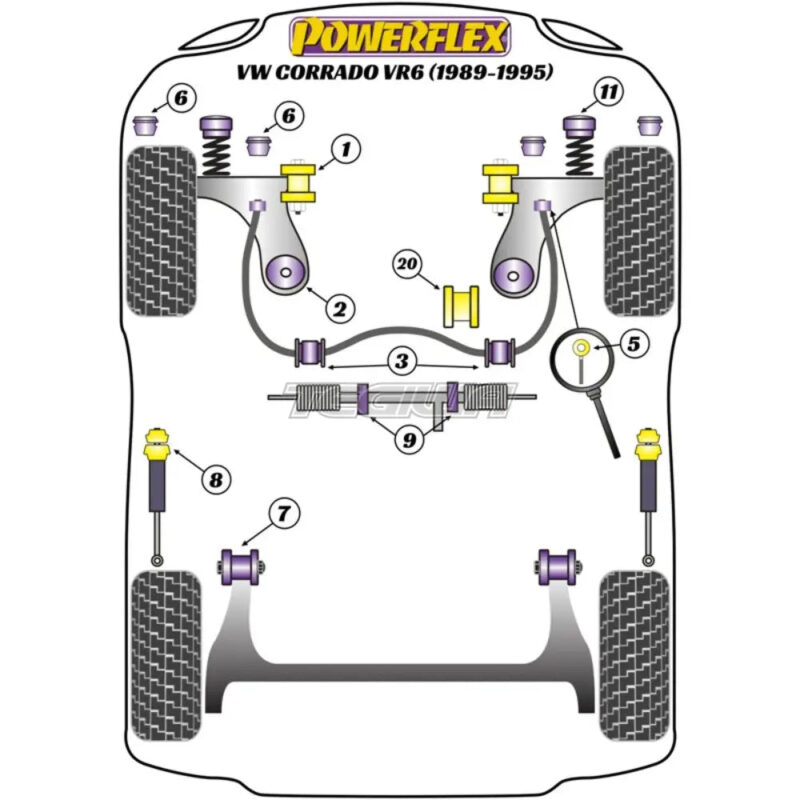 Powerflex Road Series Front Cross Member Mounting Bush Volkswagen Corrado VR6 89-95 - Image 2