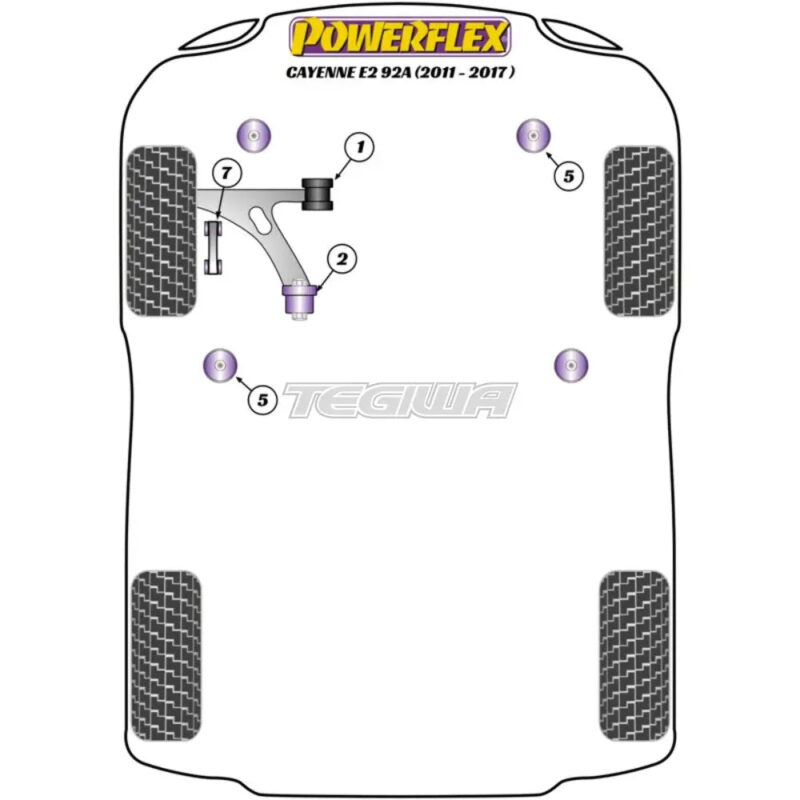 Powerflex Road Series Front Lower Wishbone Rear Bush Porsche Cayenne E2 958 958.2 92A 11-17 - Image 2