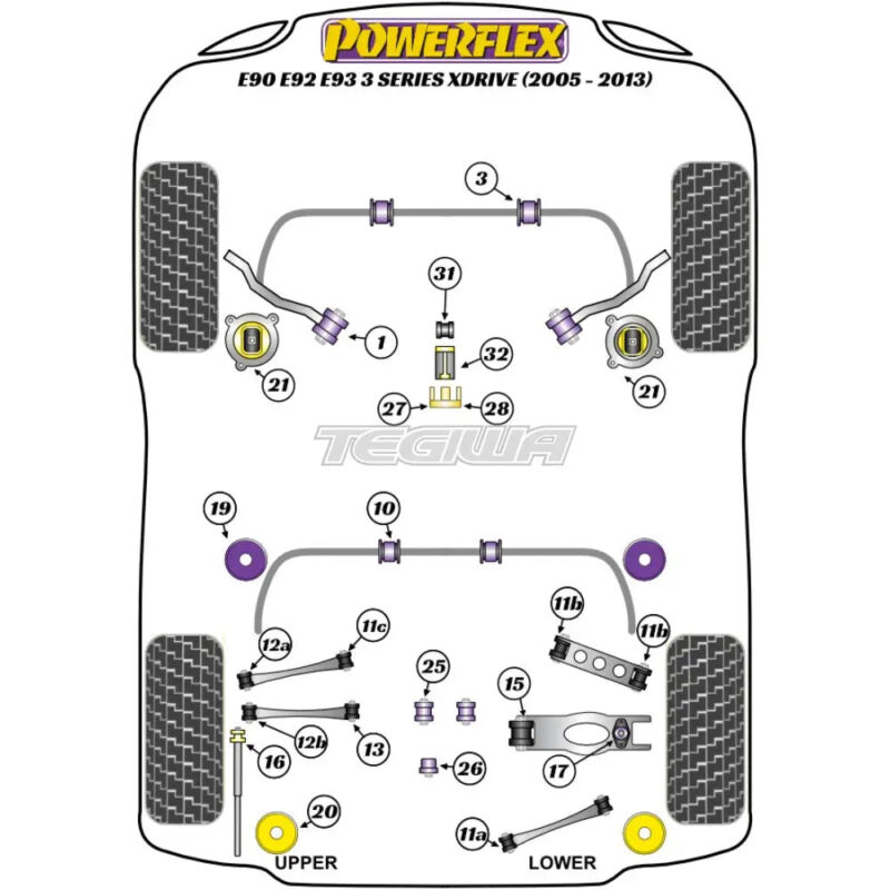 Powerflex Road Series Rear Anti Roll Bar Bush 12mm BMW 3 Series E90 E91 E92 E93 E9X xDrive 05-13 - Image 2