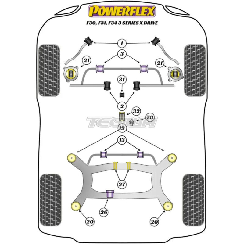 Powerflex Road Series Rear Diff Front Mounting Bush BMW 3 Series F30 F31 F34 F80 F3X Sedan Touring xDrive 11-18 - Image 2