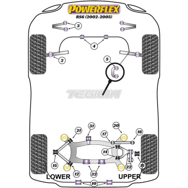 Powerflex Road Series Rear Diff Rear Mounting Bush Audi A6 S6 RS6 C5 97-05 - Image 2