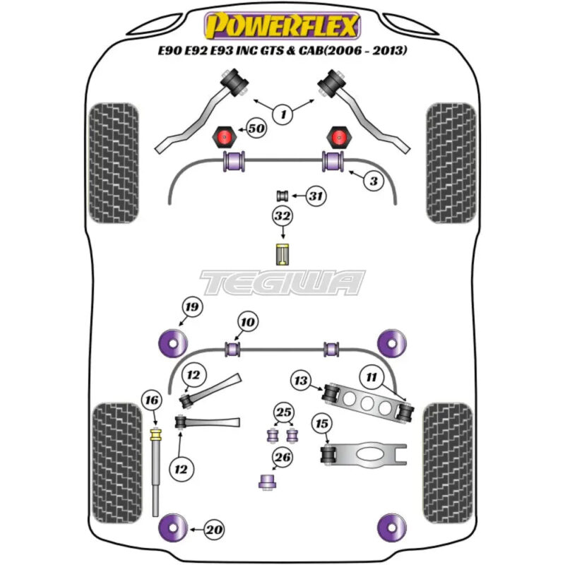 Powerflex Road Series Rear Diff Rear Mounting Bush BMW 3 Series E90 E91 E92 E93 E9X M3 Inc GTS Cab 05-13 - Image 3