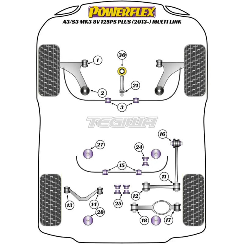 Powerflex Road Series Rear Subframe Rear Mounting Bush Audi A3 S3 RS3 8V MK3 125PS plus Multi Link 13-20 - Image 2