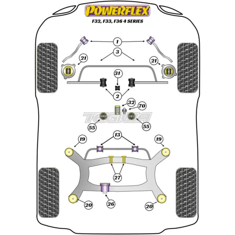 Powerflex Road Series Rear Subframe Rear Mounting Bush Fast Road BMW 4 Series F32 F33 F36 F82 F83 13 13+ - Image 2