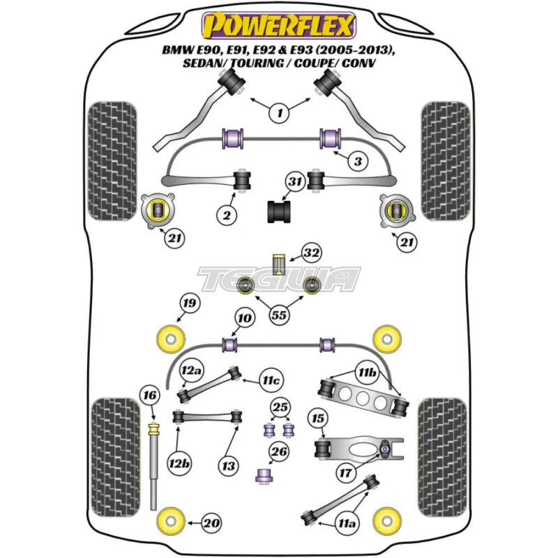 Powerflex Road Series Rear Subframe Rear Mounting Insert BMW 3 Series E90 E91 E92 E93 E9X Sedan Touring Coupe Conv 05-13 - PFR5-421 - Image 2