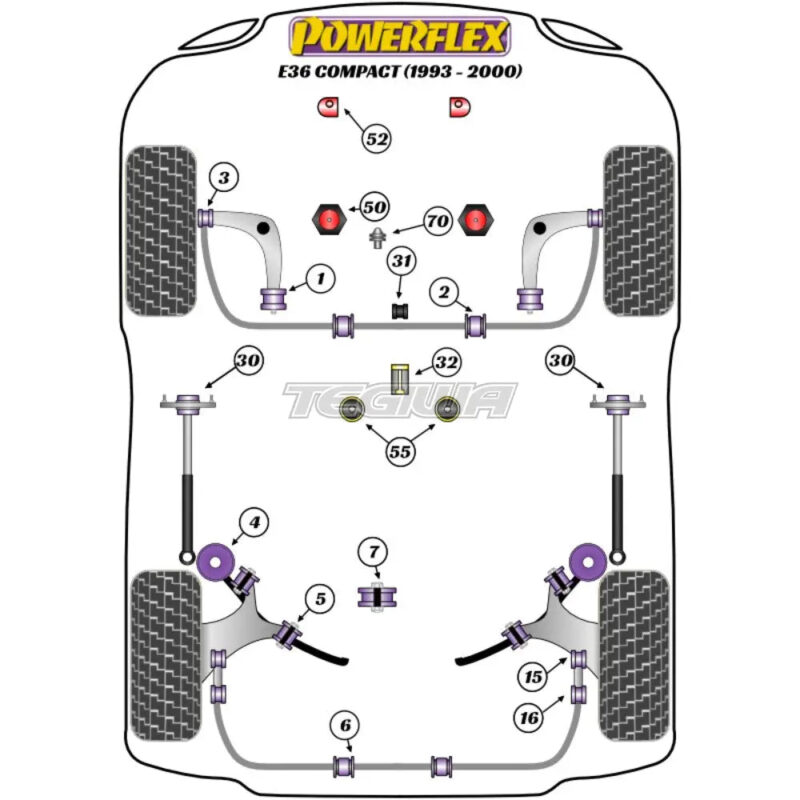 Powerflex Road Series Transmission Mounting Bush Track BMW 3 Series E36 Compact 93-00 - Image 2